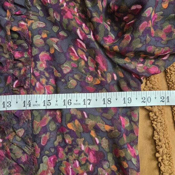 J.Crew Women Whimsigoth Romantic 2010s Sheer Silk Floral Ruffle Button-Up Top 8 - Picture 10 of 11